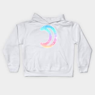 The Moon Planet Symbol in Magical Unicorn Colors Kids Hoodie